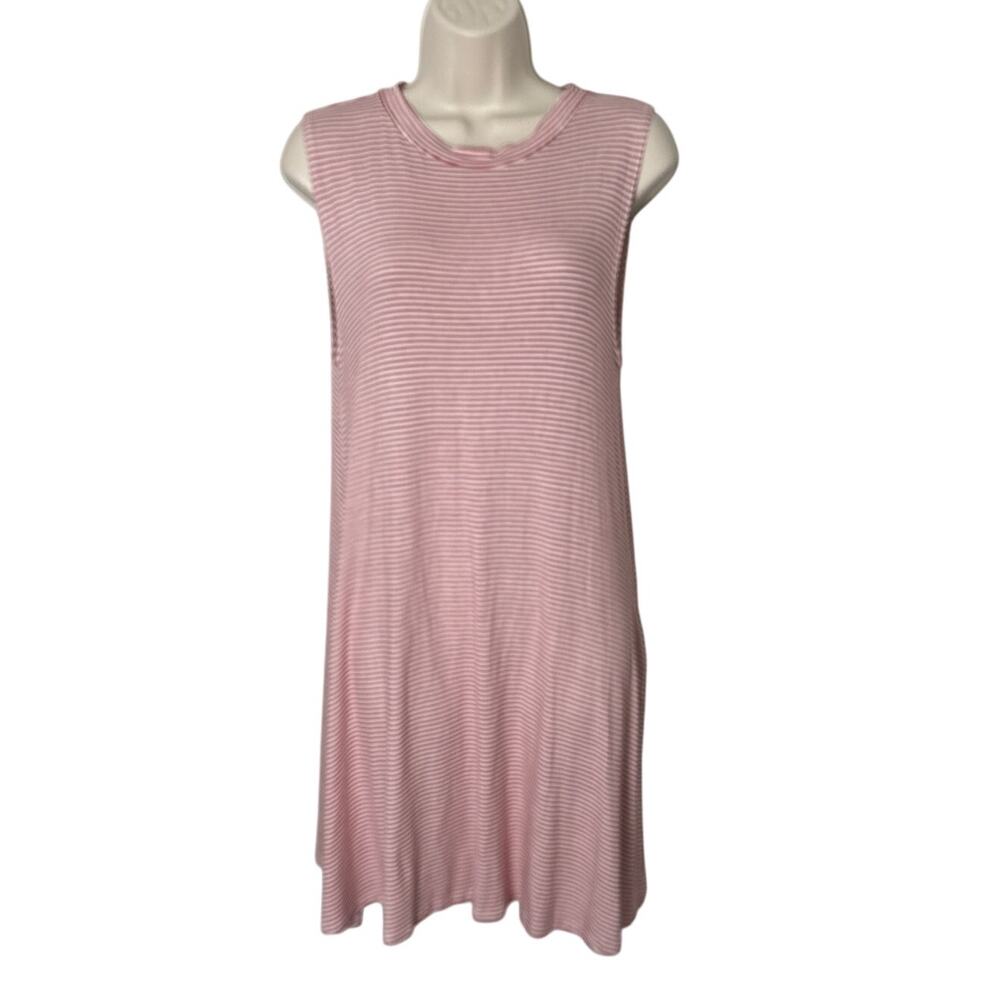 NWT Elan Red and White Striped Sleeveless Shirt Dress Size L‎
